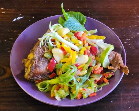 Escovitch Snapper with Green Leaves & Mint